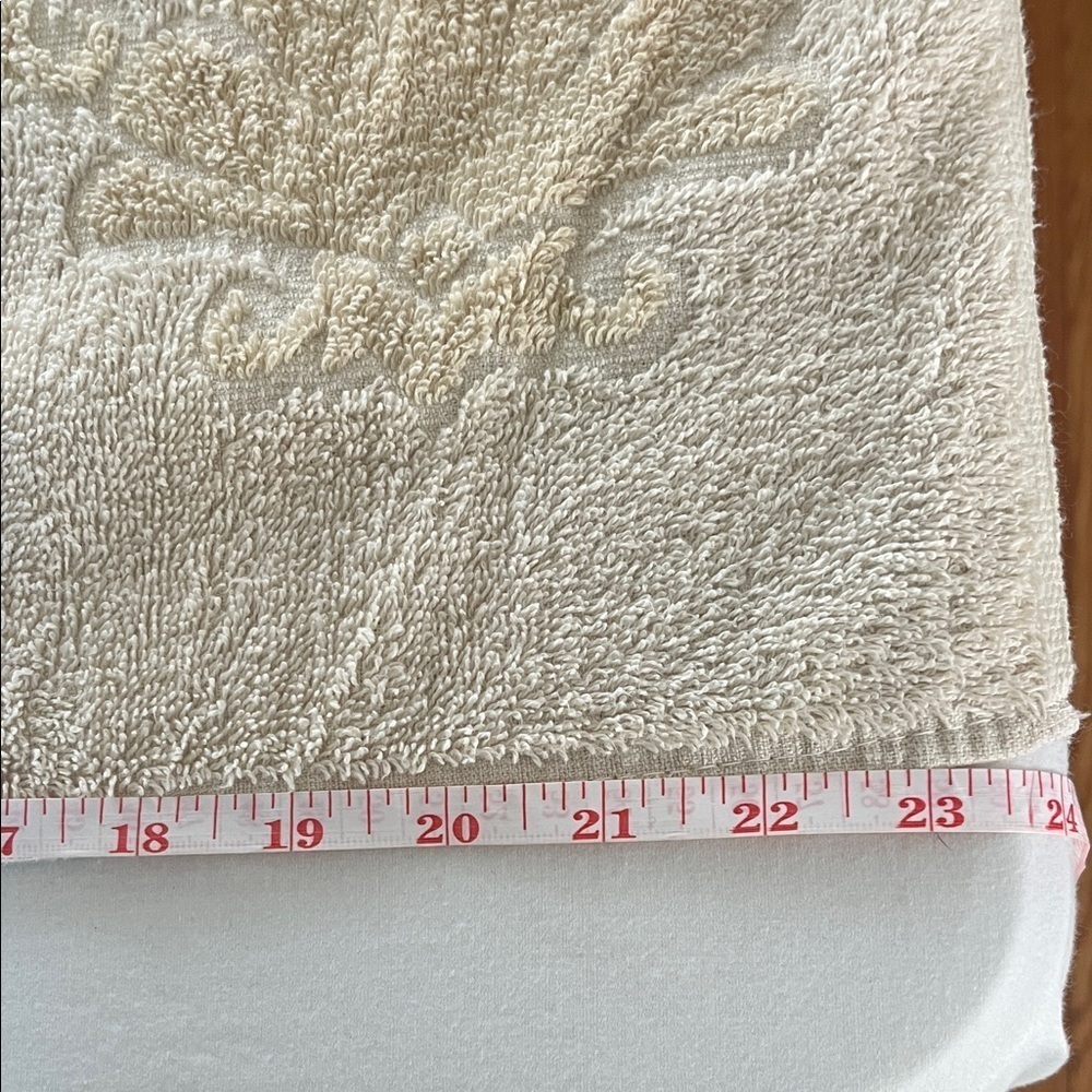Vintage Fieldcrest Cotton Towel Beige Jacquard Floral Pattern mid century retro - Picture 7 of 12